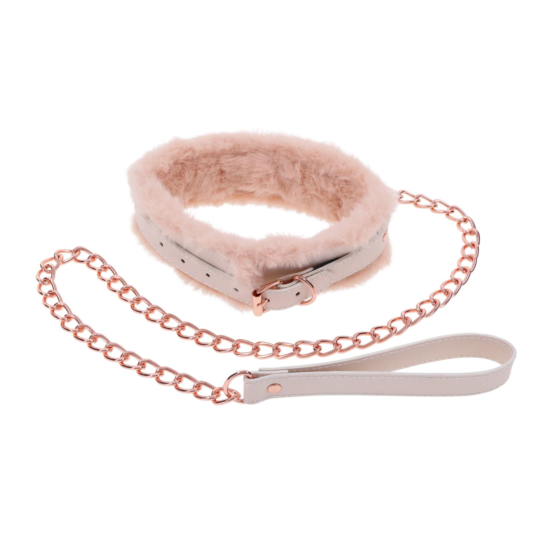 S&M Peaches ‘n CreaMe Fur Collar & Leash – Cream - Collare MySecretCase
