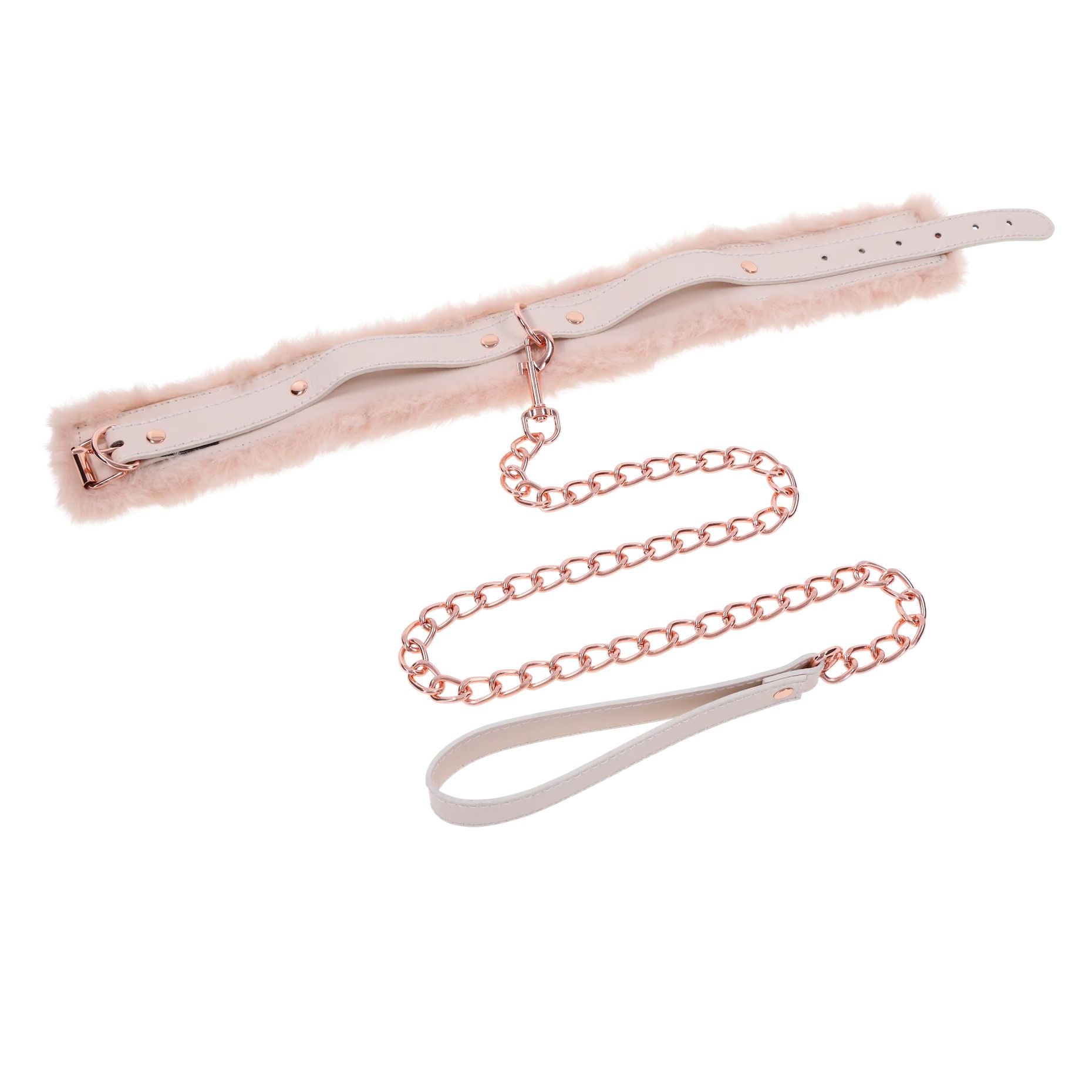 S&M Peaches ‘n CreaMe Fur Collar & Leash – Cream - Collare MySecretCase