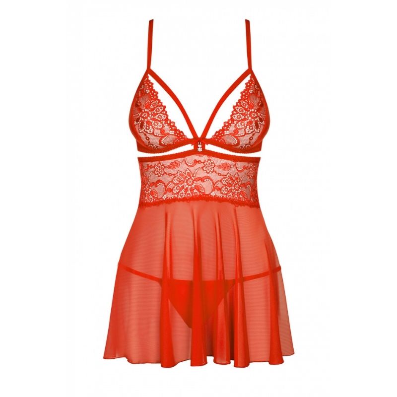838 Babydoll & Thong Red-S/M
